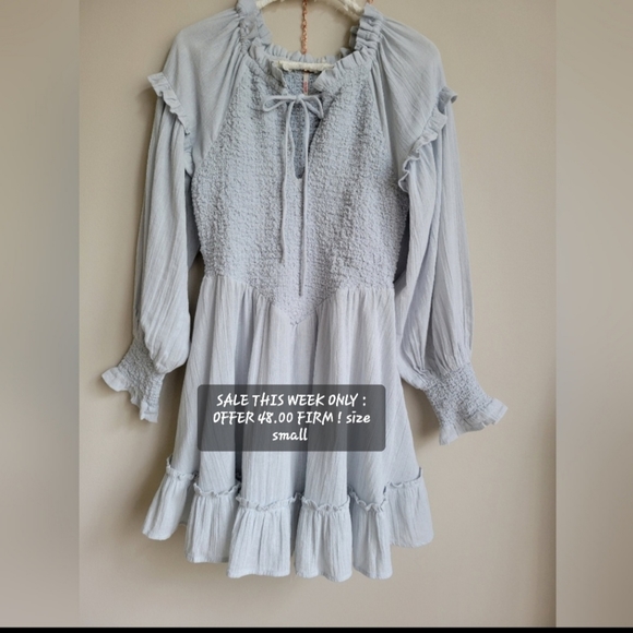Free People kiss and tell lt.blue mini dress or tunic size S nwot - Picture 1 of 10